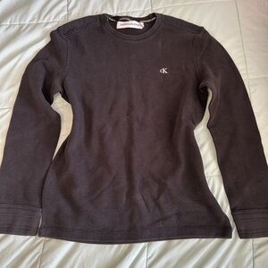 Calvin Klein Black Crewneck Thermal Sweater